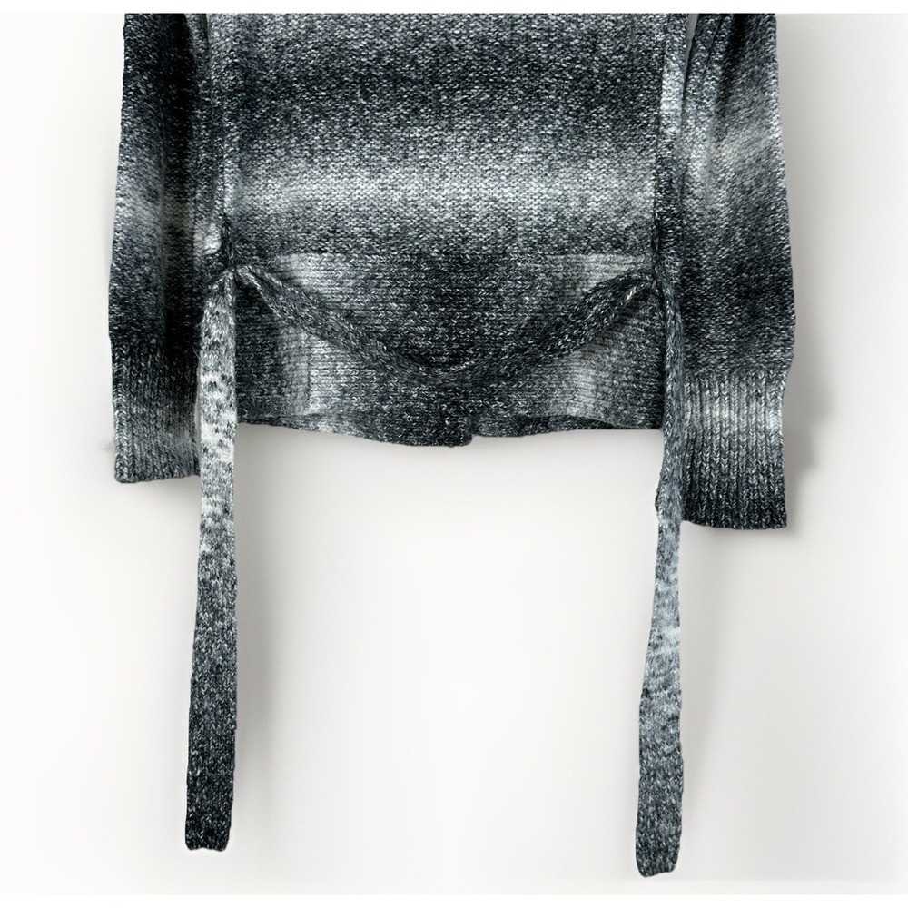 Eddie Bauer Cardigan Sweater Womens Small Black Gray Ombre Striped W/belt - Picture 6 of 8